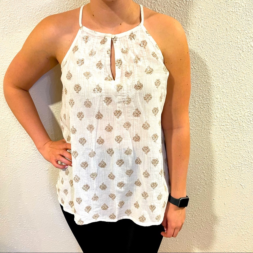 Old Navy tank top medium, ivory and tan floral
